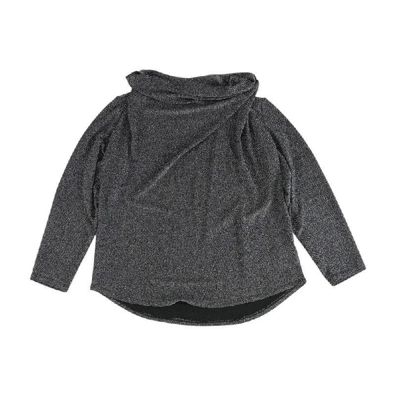 Silver Solid Sweater Zippered Front Buttoned Front Snap Front