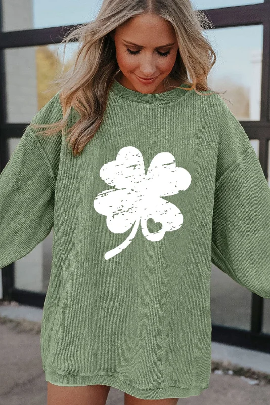 Casual Clover Graphic Sweater Lightweight Heavyweight Midweight