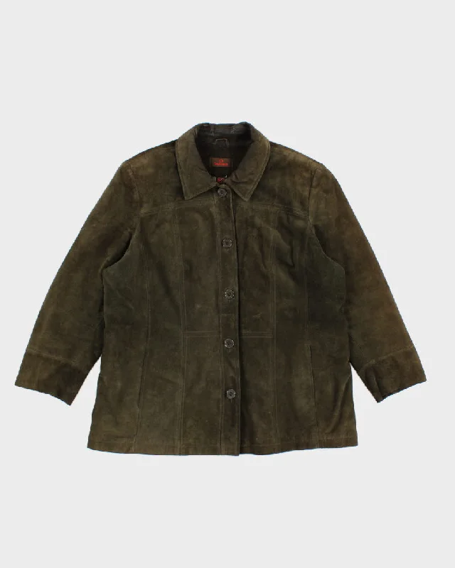 Womens Green Danier Suede Jacket - XL Tailored Jacket Straight Jacket A-Line Jacket Womens Green Danier Suede Jacket - XL Tailored Jacket Straight Jacket A-Line Jacket
