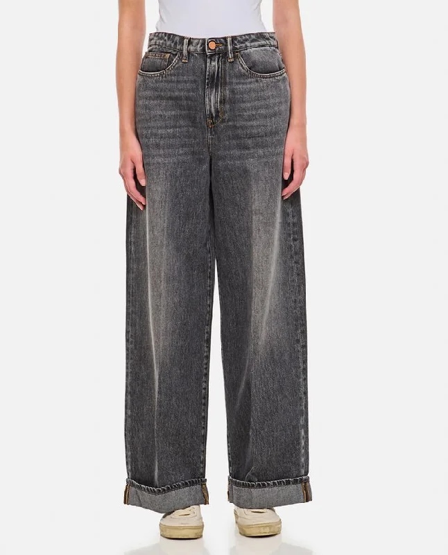 Stone Flip Cuffed Pants Trendy Palazzo Pants