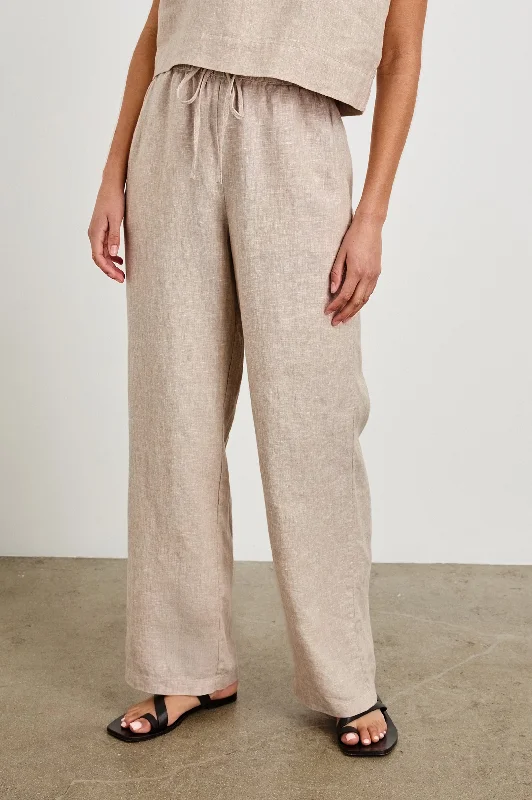 EMMIE PANT - HEATHERED FLAX High-Waist Trousers