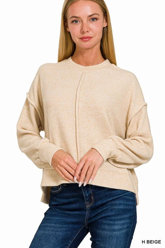 Patchability Heather Beige Hi Low Hem Sweater (Size L/XL) Terry Terry Cloth Terry Knit Patchability Heather Beige Hi Low Hem Sweater (Size L/XL) Terry Terry Cloth Terry Knit