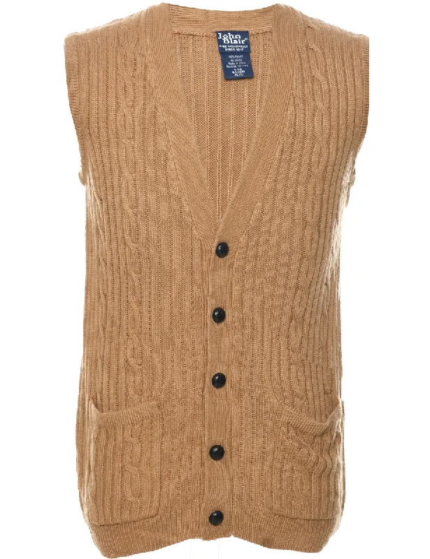 Button Through Sweater Vest - S Fitted Slim Tailored