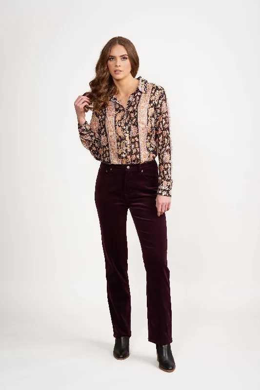Pinwale Cord Pant -Mulberry High-Waist Jogger Pants