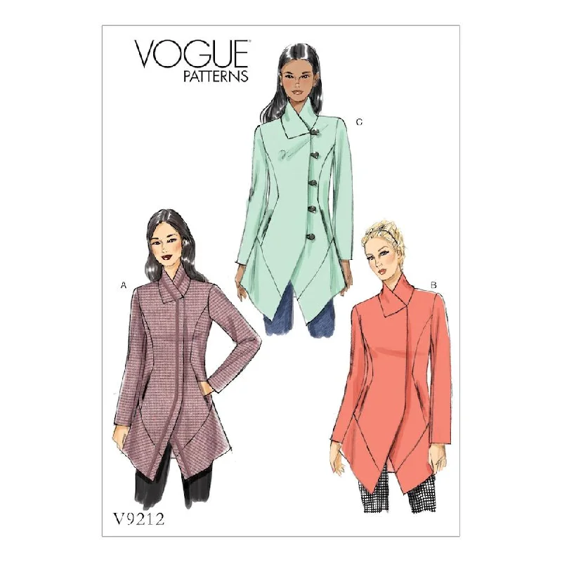 Vogue Pattern V9212 Misses' Seamed and Collared Jackets Tiered Jacket Buttoned Jacket Zippered Jacket Vogue Pattern V9212 Misses' Seamed and Collared Jackets Tiered Jacket Buttoned Jacket Zippered Jacket