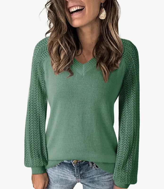 Split Decision Green Crochet Long Sleeve Sweater (Size Medium) Elasticated Padded Insulated Split Decision Green Crochet Long Sleeve Sweater (Size Medium) Elasticated Padded Insulated