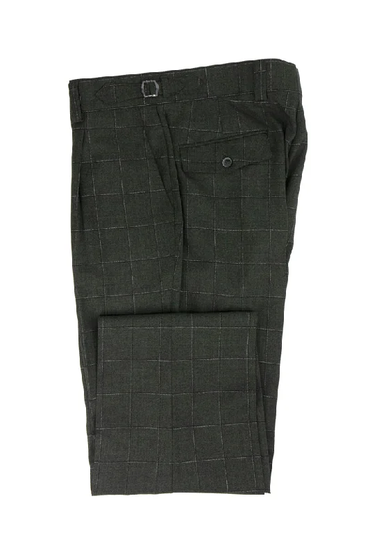 Tiglio Luxe Heather Green with Windowpane Semi-Wide Leg Wool Marbella Dress Pants TL5111 Trendy Wide-Leg Pants Tiglio Luxe Heather Green with Windowpane Semi-Wide Leg Wool Marbella Dress Pants TL5111 Trendy Wide-Leg Pants