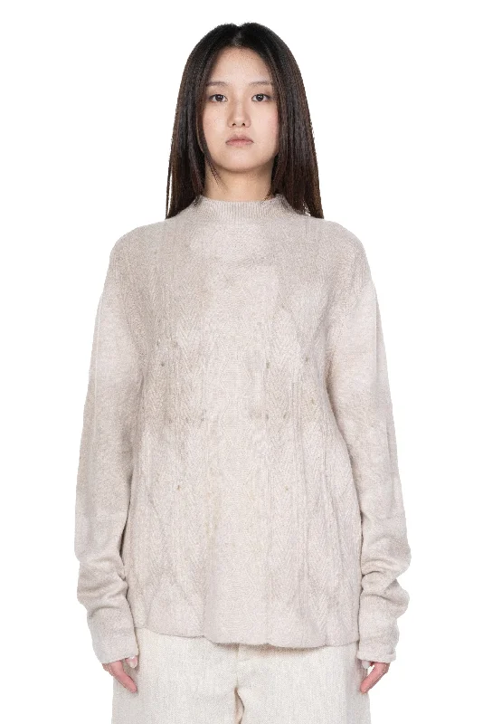 Dyed Cable Knit Sweater Spandex Blend Rayon Blend Denim Blend