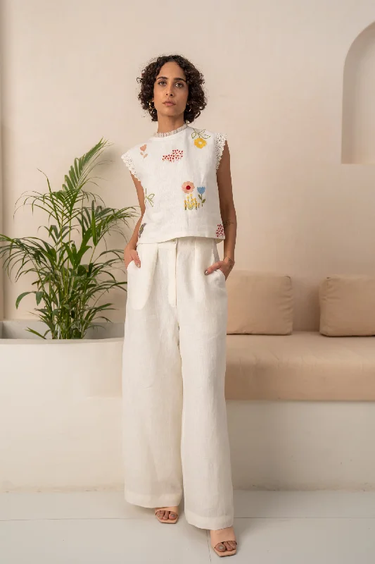Solid Linen Pants Soft Cotton Pants