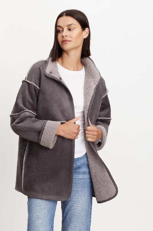 ALBANY LUX SHERPA REVERSIBLE JACKET Embroidered Jacket Appliqued Jacket Beaded Jacket