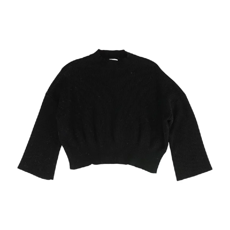 Black Solid Mockneck Sweater Fleece Fabric Down Fabric Feather Fabric
